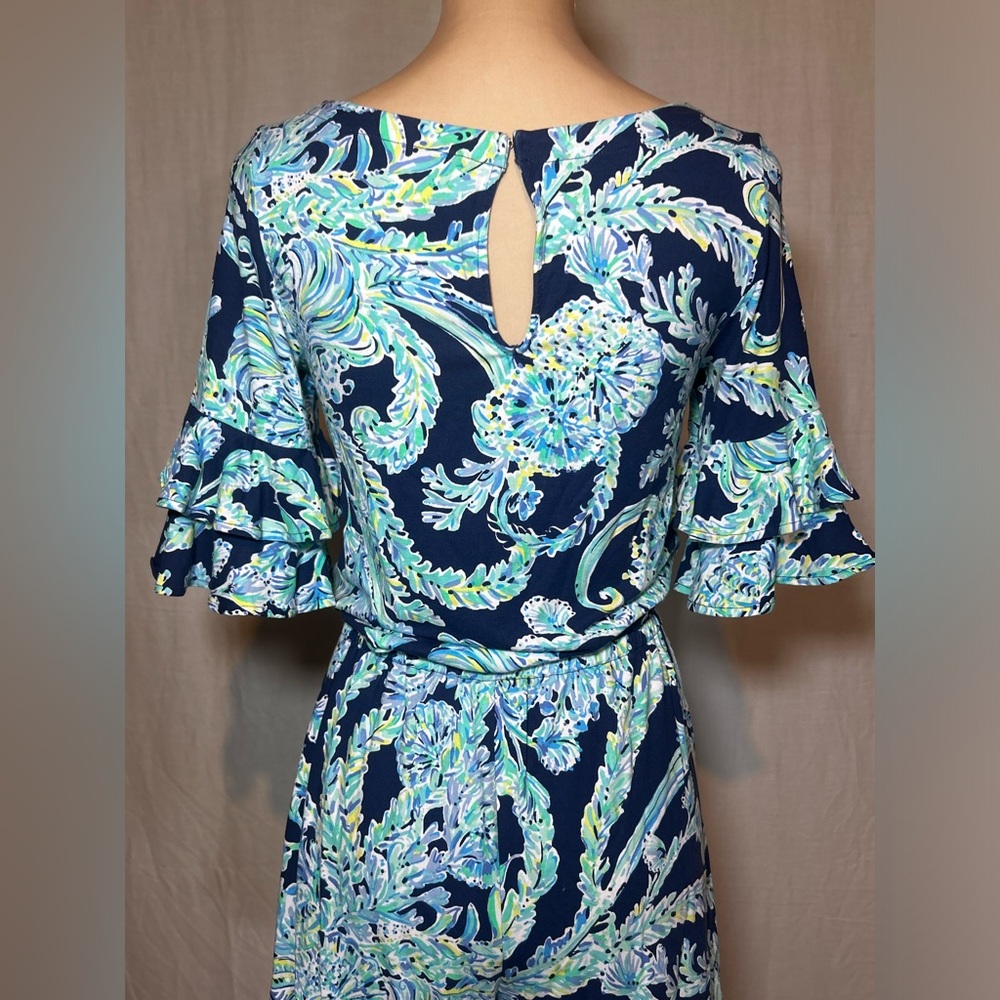 Lilly Pulitzer Lula Romper High Tide Navy Scuba Doo Engineered Romper Size SMALL - Picture 14 of 15